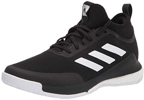 adidas Women's Crazyflight Mid Volleyball Shoe, Black/White/Black, 7.5