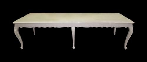 Casa Padrino Table de salle à manger baroque avec plateau en verre 300 x 88 x 83 cm - Couleur : crème