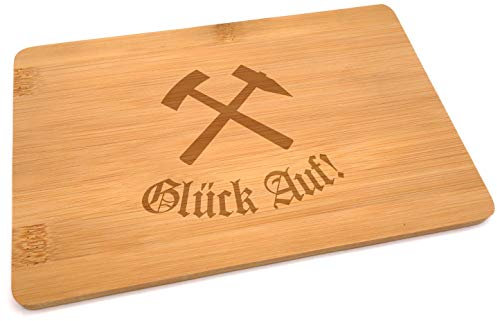 Samunshi® Holzbrett mit Gravur Schlägel und Eisen aus Bambus Brett Schneidebrett klein Brotzeitbrett Holz Schneidebretter Holzbrett Küche