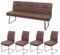 Mendler Esszimmer-Set HWC-H70, Esszimmergruppe Sitzgruppe Esszimmergarnitur, Stoff/Textil Edelstahl gebürstet - braun 180cm
