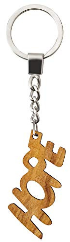 MaMeMi Olive Wood Laser Cut Keyring Hope, Quality Flat Ring/Chain
