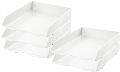 HAN Briefablage WAVE EXCLUSIV - 5 STÜCK, Schreibtisch Organizer, Bürobedarf, Büromaterial, Briefkorb, Dokumentenablage, mit 2 Ablagefächern, 1028-12, weiß