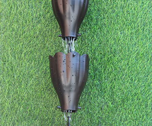 KAM Home XL Scallop Aluminium Cups Rain Chain (8.5Foot) (Black)