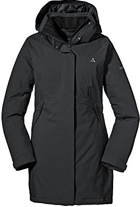 Schöffel Damen Insulated Jacket Bastianisee L, funktionale Winterjacke mit abnehmbarer Kapuze, wasserdichte und windabweisende Outdoor Jacke mit 4-Wege-Stretch, black, 34