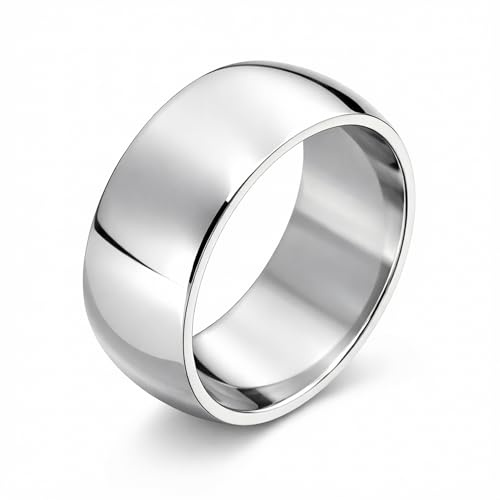 meditoys Bandring aus Edelstahl, 8, 10 oder 12 mm breiter Fingerring, Silber matt gebürstet oder poliert, Edelstahlring für Damen & Herren, robust und kratzfest