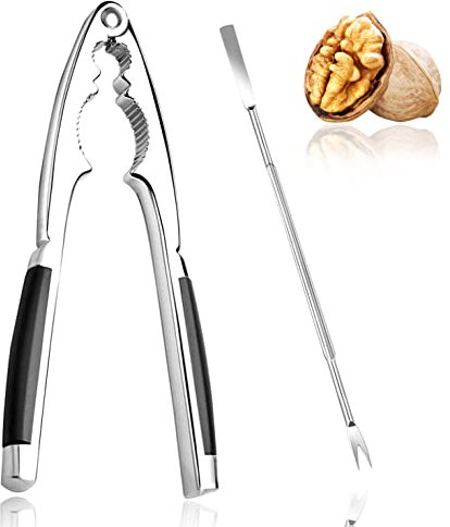 sinzau Nussknacker Walnüsse, Zinkdruckguss mit Walnussnadeln, Walnüsse Haselnüsse Zinklegierung, Multifunktional Zuhause Nußknacker, 2 Aussparungen Nuss Nussknacker