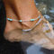 Prosy Boho Perle Cheville Bleu Argent Cheville Bracelets Chaîne Plage Pied Bijoux Réglable pour Femmes Filles