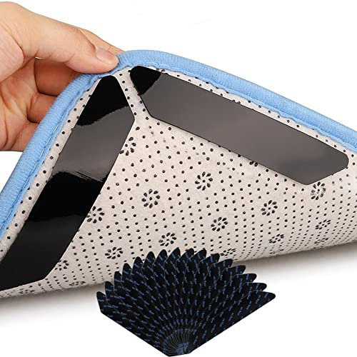 SHULLIN 16 Stück Waschbar Antirutschmatte Teppich Antirutschunterlage AntiRutsch Teppichunterlage Teppichgreifer Aufkleber Teppich Ecken rutschfest Teppichstopper für Teppiche Matten(Schwarz)