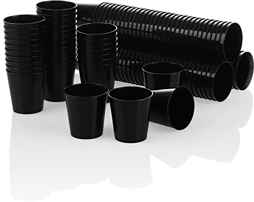 com-four® 120x Shot Cups Reusable - Shot Glasses - Shot Glass for Parties, Camping and on the go - Reusable and Dishwasher-Safe (120 Pieces - Black)