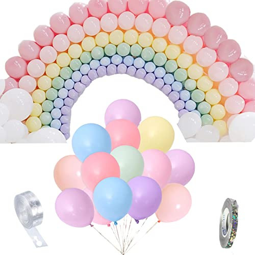 100 Pcs Luftballons Pastell,Luftballons Pastellfarben,Bunte Luftballons,Geburtstagsdeko,Party Deko Silvester,Ballon zum Babygeburtstag,Luftballons hochzeit (Macaron-Serie)