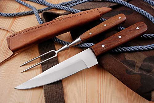 Generisch Mittelalter Messer mit Gabel +Scheide Kelten handgeschmiedet 4266