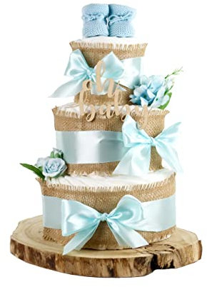 Windeltorte ALLES JUTE | zur Geburt (3-stöckig, blue)