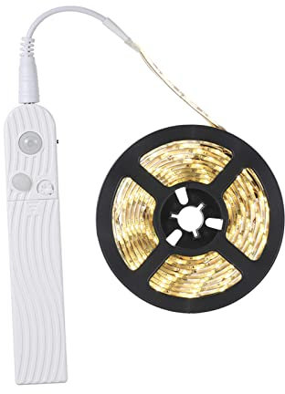 Ailgely LED Strip, 2 Meter 2W LED Streifen, 120 LED Lichtband, PIR-Bewegungssensor Menschliche Infrarotinduktions, Customed Verzögerungszeit, IP65 Wasserbeständigkeit, für Garderobenschrank