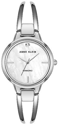 Anne Klein Women's Genuine Diamond Dial Bangle Watch Silver