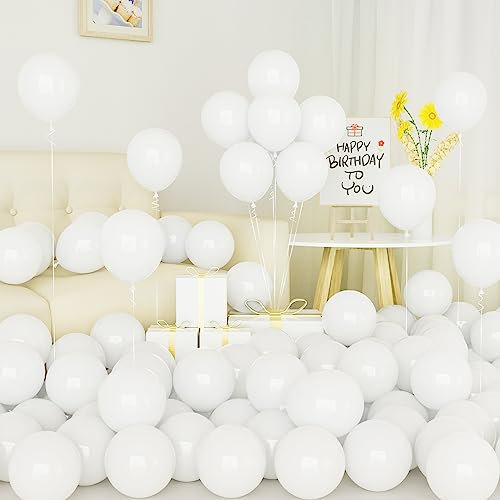 Luftballons Weiße, 50 Stück 5 Zoll Matt Weiße Latex Ballon Set mit Band für Frauen Mädchen Jungen Männ Hochzeit Geburtstag Party Graduierung Baby Dusche Brautparty Prinzessin Karneval Dekorationen