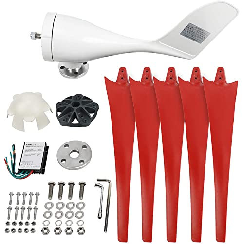 Kit generatore Eolico a turbina, 400W con 5 Pale, Kit generatore Eolico 12V/24V con regolatore di Carica, generatore di Corrente per Nautica, Camper, casa
