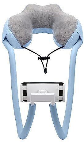 Eight Space Neck Pillow Phone Holder,Lazy Gooseneck Cell Phone Stand with 360 Clip,Universal Mobile Phone Tablet Stand for iPhone 14/14 Pro Max/13(Blue) (Blue)