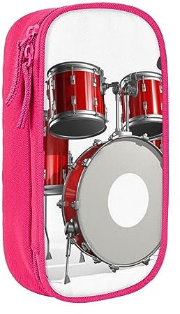 AABSTBFM Cooles Schlagzeug-Set, gro?es Fassungsverm?gen, Federmappe mit Rei?verschluss, Geschenk f¨¹r Schule, B¨¹ro und Reisen, Schwarz, rose, Einheitsgr??e, Schulranzen