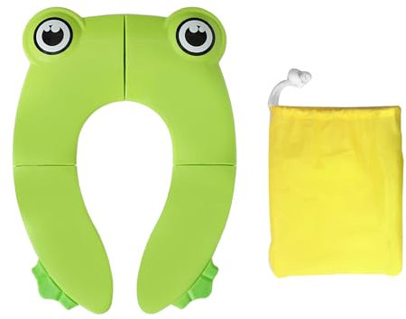1 Piece Toilet Seat, 1 Piece Drawstring Pocket, Toddler Toilet Seat, Training Potty Pad, Toddler Toilet Seat, Toddler Folding Toilet Seat, Potty Liner, Cute Cartoon Toilet Mat (Green Frog)