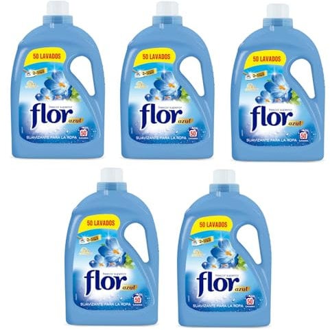 Flor Weichspüler für normale Kleidung, Duft, Blau, 250 Dosen (5 Flaschen x 50 Dosen)