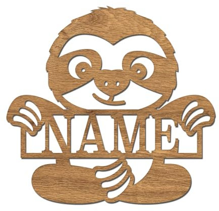 codiarts. Namensschild | Wandbild | Kinderzimmer | Kindertür | personalisierbar mit Namen | selbstklebend (Faultier)