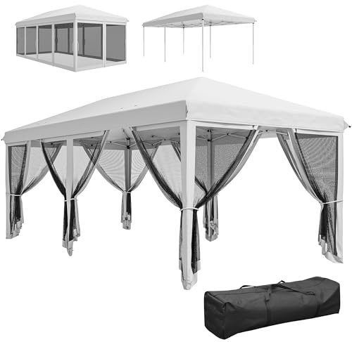 Outsunny Tonnelle Pliante Barnum Pliant Pop-up 6 x 3 m Anti-UV Blanc