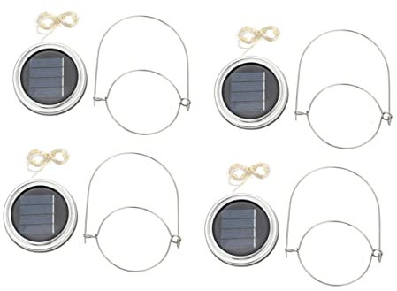 Hemobllo 20 Led Jar Lids String Lights 2m Warm White 4 Sets Solar Powered Outdoor Decor