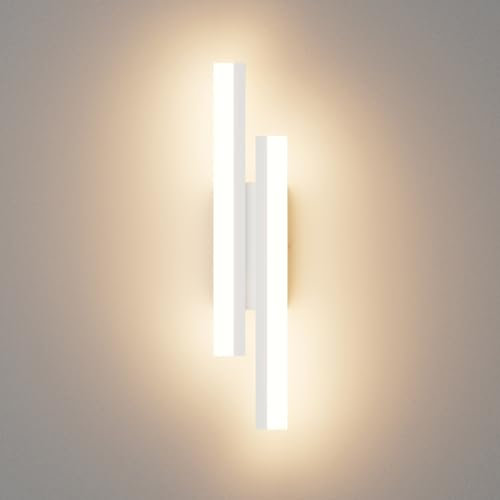 Klighten Applique da Parete LED Interno 40cm, 12W 850LM Lampada da Parete Decorative Mordern, Luci da Parete per Camera da Letto, Soggiorno, Scala, 110-240V, Bianco Caldo 3000K, Bianco