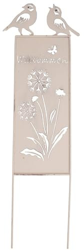Décoration de jardin - Plaque en métal - Plaque de bienvenue - Fleurs sauvages blanches - Résistant aux intempéries - Métal vintage - 60 cm - Article de décoration de printemps