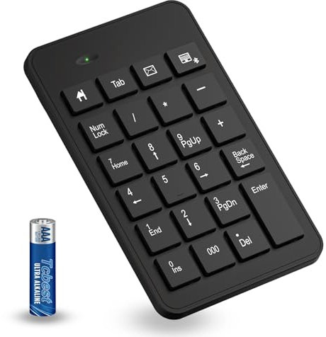 Bluetooth Number Pad with Battery, 23 Keys Wireless Numeric Keypad Upgraded Version of 10 key USB Keyboard Financial Accounting Numpad Compatible for Laptop, PC, Macbook, Notebook, Desktop,Surface Pro