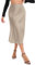 Timuspo Midirock Sommerröcke Damen Elegant Plissee Satin Rock Midi Lang Hohe Taille A-Linie Skirts for Women Seidenrock mit Reißverschluss Khaki Grau L
