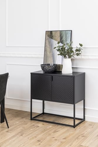 möbelando Anrichte >Newton< in schwarz, Stahl - 82x80x40cm (BxHxT)