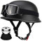RQTEUYE Deutsche Motorrad Jethelm ECE-Zertifizierung, Vintage Halbhelme Halbschalenhelm mit Schutzbrille Chopper Helm für Cruiser Street Scooter mit Schnellverschlussschnallen 22.4-25.2in