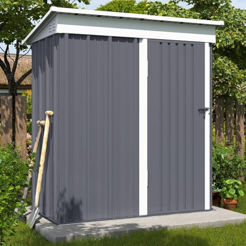 UDPATIO Abri de Jardin Métal 162x92x180 cm - Cabane de Jardin Extérieur avec Toit Incliné et Serrure, Rangement Outils de Jardin/Vélo, Vert Clair