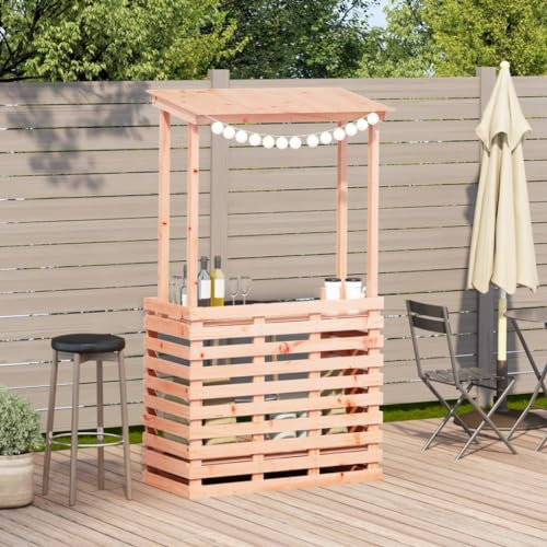 Gecheer Tavolo Bar da Esterno con Tetto,Tavolo da Lavoro per Giardino,Tavolo per Piante in Legno,Banco da Lavoro da Giardino,Tavolo Invasatura,Banco da invasatura, 112,5x57x195,5cm Legno Massello