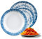 Avilia Servizio di Piatti Moderni in Porcellana a Righe Bianco e Azzurro - Set 18 Pezzi Composto da Piatti Piani, Fondi e Dessert per 6 Persone - Ottimi per Occasioni Speciali o per Uso Quotidiano