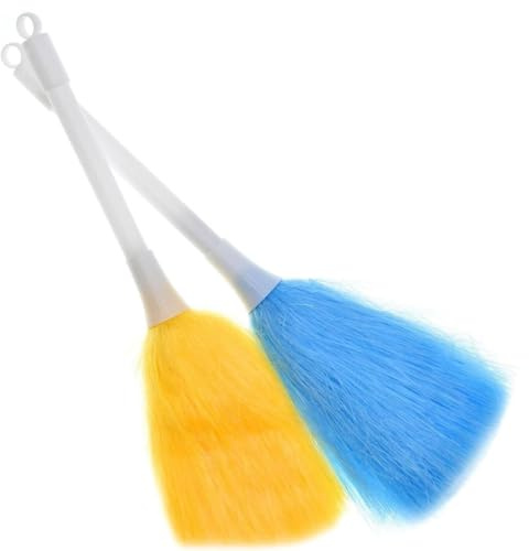 Mini Static Duster With Soft Feather Fluffy Microfiber Delicate Washable Kitchen Duster Mini Dusting Wand Brush For Cleaning Car Keyboard Computer Or Laptop Screen (2, Blue)