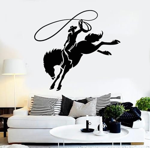 YLLMNOBN Calcomanía de vinilo para pared con lazo de montar a caballo de vaquero, decoración de moda para el hogar y la sala de estar