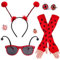4stk Marienkäfer Kostüm Set, Marienkäfer Kostüm für Kinder Mädchen Erwachsen Enthalten Antenne Stirnband Brille Lange Handschuhe Ohrringe, Marienkäfer Costume Accessories für Karneval Themen Party