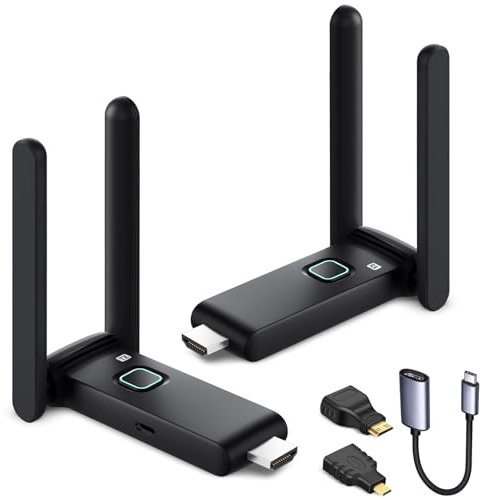 Drahtloser HDMI Sender und Empfänger, Plug and Play, Multi TV Verlängerung, drahtloses HDMI Extender Kit unterstützt Video Streaming vom Laptop zum HDTV/Projektor/Tabl