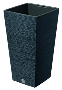 Stolmet Tall Square Flower Pot, Perfect for Indoor and Outdoor Environments, Anthracite Plant Pot, Modern with 3D Detail, Includes Insert, Capacity of 11.4L to 91.5L (19L)