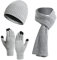 Damen Winter Warm Beanie Mütze Schal Touchscreen Handschuhe Set Thermo Wintermütze Strickmütze Lange Schals Winterhandschuhe mit Fleece Gefütterte Frauen Geschenk