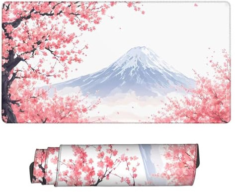 Gaming Mouse Pad 900x300x3mm Large Gaming Mouse Mat White XXL Mousepad Mountain Desk Mat with Non-Slip Base, Extended Mouse Mat with Stitched Edges, Water Resist Surface Keyboard Mat for Office H2-219