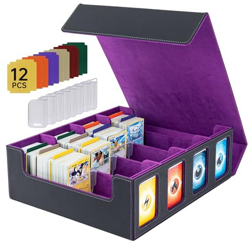 Tolesum Commander Deck Box para MTG, caja de almacenamiento de cartas para 2400 cartas, caja de cartas coleccionables con 8 divisores de cartas ajustables para YuGiOh, MTG, cartas deportivas - Morado