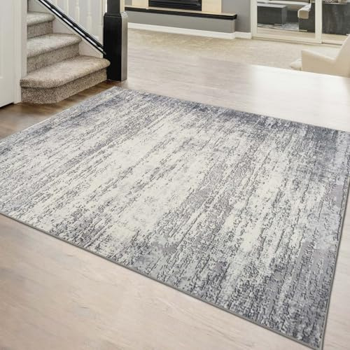 Grey Rug Living Room Large - 120x160CM, Machine Washable Area Rugs for Bedroom Living Room, Pet Friendly, Low Pile, Non Slip, 304-14120