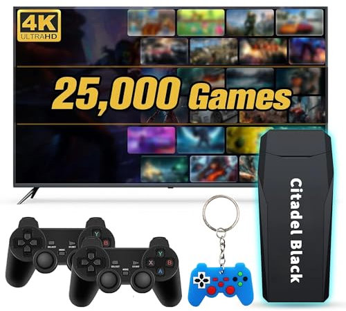 Retro Tv Video Games Console: 4K Retro Video Games Console USB Plug in TV with 64G Card - Plug & Play Retro Game Console with Dual Wireless Controllers, 20000+ Classic Games
