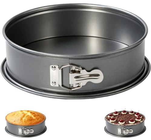 Springform Ø 25 cm,Profi-Kuchenform,Abnehmbarer Boden,Antihaftbeschichtet | Backform,Backutensilien,leakfest, verstellbar, Käsekuchen und Biskuitkuchen, Karbonstahl,rund
