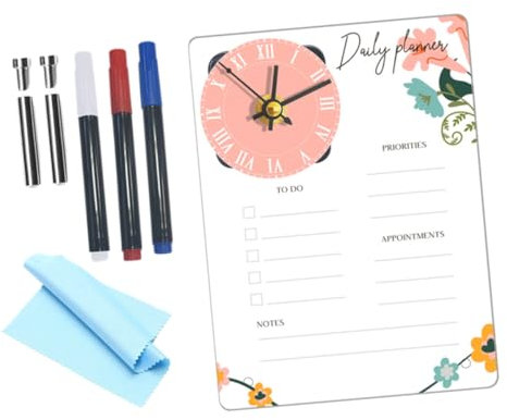 MAGICLULU 1Satz Memo Schreibtafel Mit Uhr Transparentes Schreibtischbrett Für Notizen Planung Und Organisation Praktische Tischuhr Und Memo Board Ohne Batterie