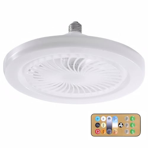 Éclairage de ventilateur de plafond 3 vitesses & 3 Couleur lumineuse 10 '' Litchouches à télécommande avec ventilateur Lumière silencieuse avec minuterie E27 Bulbe LED détachable pour la chambre FA