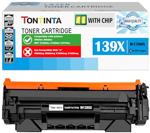 TONTINTA 139X W1390X (139A W1390A) Kompatible Tonerkartuschen Schwarz Hochkapazität für Drucker 3002 3002dn 3002dw MFP 3102 3102fdw 3102fdn 3101fdw, Nicht kompatibel mit Druckern mit „e“-Suffix
